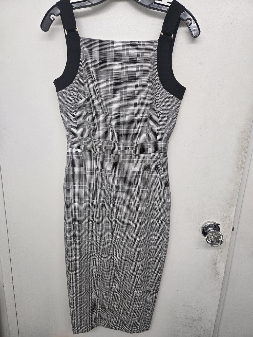 MaxMara Black-Trim Glen Plaid Fucino Midi Dress 38 NWOT